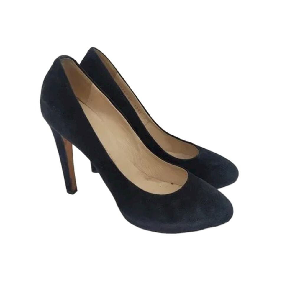 Giuseppe Zannoti Black Suede Round Toe Slip On Platform Heels EUR 40 US 10